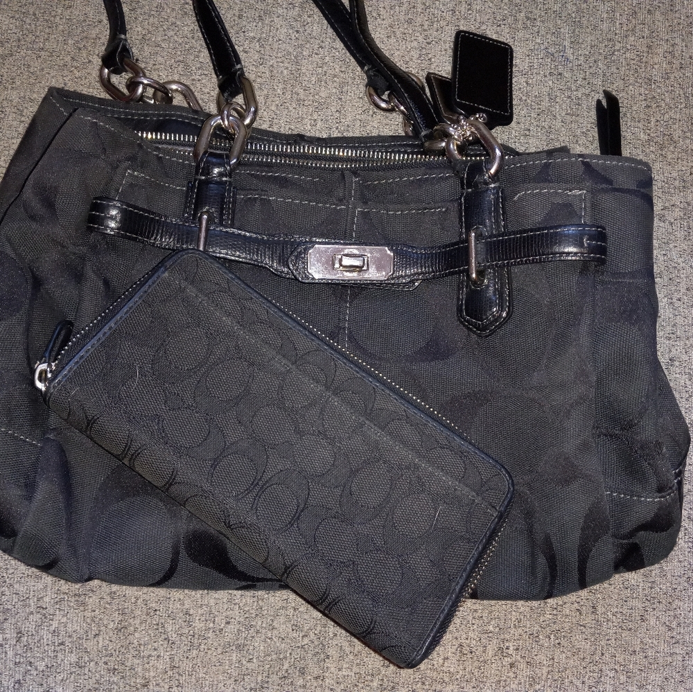 Black Coach Purse + Wallet